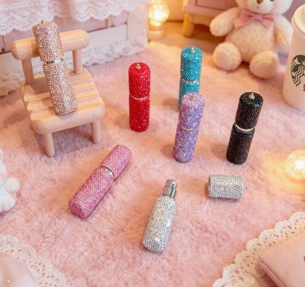 Cross‑border Hot‑selling In‑stock 10ml Rhinestone‑encrusted Glass Perfume Atomizer, Luxury Refillable Spray Bottle