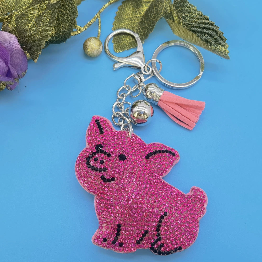 Fashion Pig Keychain with Sparkling Rhinestones