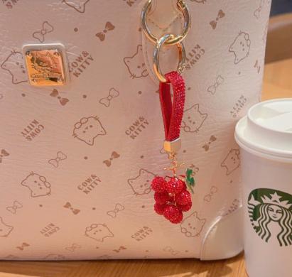 Full Rhinestone Mushroom Keychain, Cute Bling Bag Charm, Multi‑color Creative Gift, Car Key Pendant Wholesale