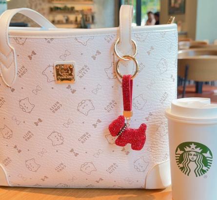 Cross‑border Hot‑selling Full Rhinestone Dog Keychain, Luxury Stylish Charm, Fashion Bag Pendant for Women, Wholesale Available