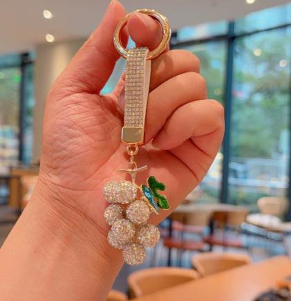 Full Rhinestone Mushroom Keychain, Cute Bling Bag Charm, Multi‑color Creative Gift, Car Key Pendant Wholesale