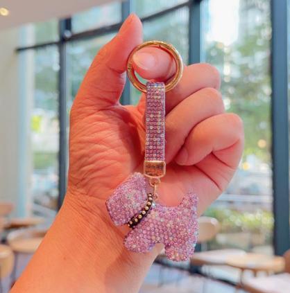 Cross‑border Hot‑selling Full Rhinestone Dog Keychain, Luxury Stylish Charm, Fashion Bag Pendant for Women, Wholesale Available
