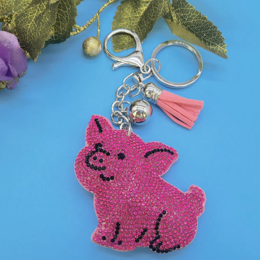 Fashion Pig Keychain with Sparkling Rhinestones