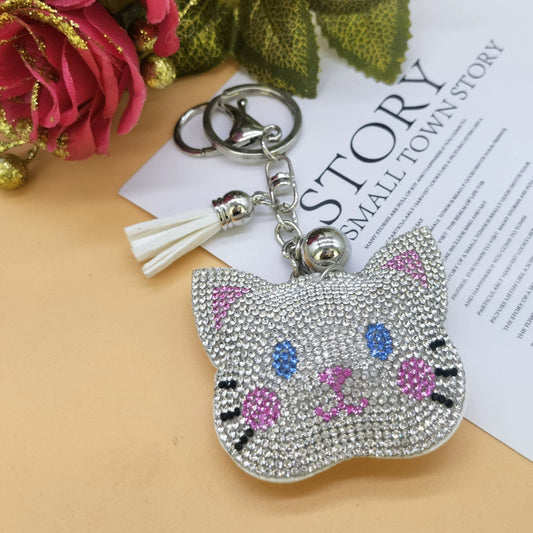 Fashion Cat Keychain with Sparkling Rhinestones