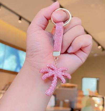 Cross‑border Bling Rhinestone Palm Tree Keychain, Multi‑color Rhinestone Coconut Tree Bag Charm, Creative Gift, Foreign Trade Source Wholesale