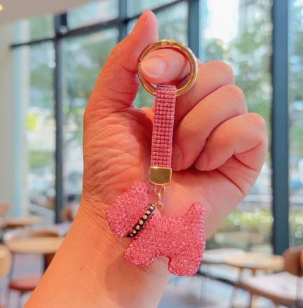 Cross‑border Hot‑selling Full Rhinestone Dog Keychain, Luxury Stylish Charm, Fashion Bag Pendant for Women, Wholesale Available