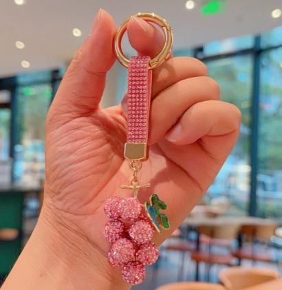Full Rhinestone Mushroom Keychain, Cute Bling Bag Charm, Multi‑color Creative Gift, Car Key Pendant Wholesale